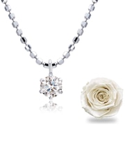 ネックレス レディース 1粒 ダイヤモンド 6本爪 プリザーブドフラワー ボックス 付