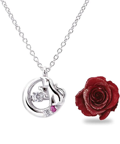 ネックレス 猫 ネコ ダンシングストーン 薔薇 ローズ ボックスセット