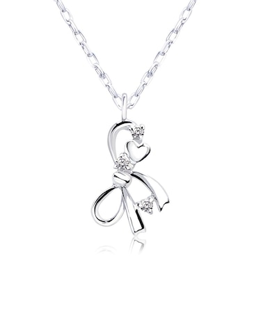 ネックレス リボン レディース ダイヤモンド 0.01ct K10PG/K10WG/K10YG