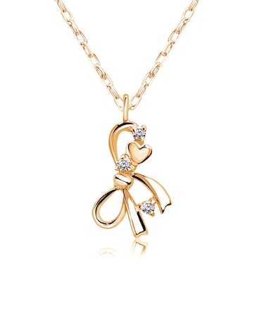 ネックレス リボン レディース ダイヤモンド 0.01ct K10PG/K10WG/K10YG