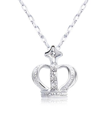 ネックレス クラウン 王冠 レディース ダイヤモンド 0.02ct K10PG/K10WG/K10YG