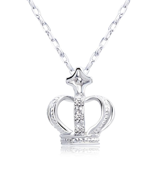 ネックレス クラウン 王冠 レディース ダイヤモンド 0.02ct K10PG/K10WG/K10YG