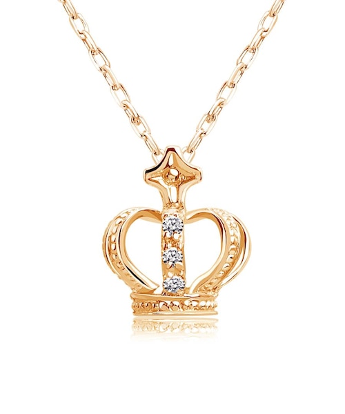 ネックレス クラウン 王冠 レディース ダイヤモンド 0.02ct K10PG