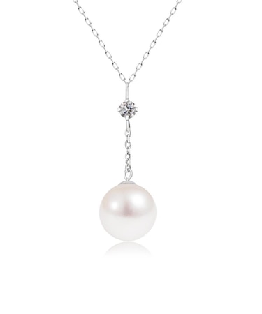 ネックレス レディース パール アコヤ真珠 7.0～8.0mm 天然ダイヤモンド 0.04ct プラチナ PT900  K18 18金 Y字デザイン