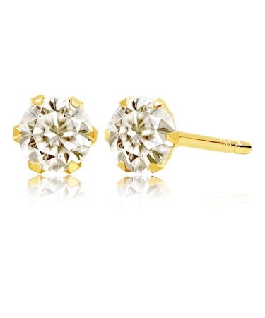 ダイヤモンドピアス レディース 一粒ダイヤ 6本爪 スタッドピアス 計 0.2ct K10