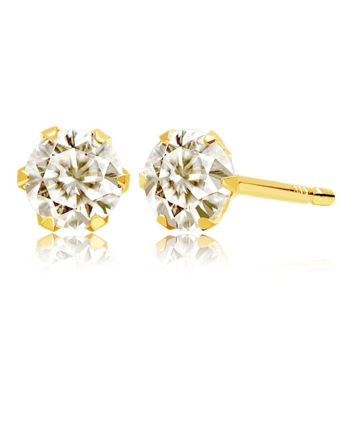 ダイヤモンドピアス レディース 一粒ダイヤ 6本爪 スタッドピアス 計 0.2ct K10