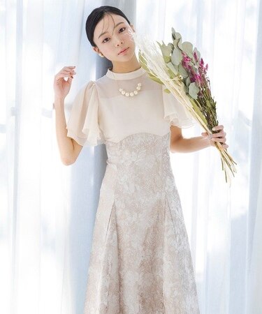 【formforma別注】ラッフルスリーブ ジャガードドレスワンピース