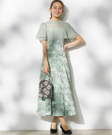 【formforma別注】ラッフルスリーブ ジャガードドレスワンピース