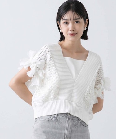 リボンショートベスト