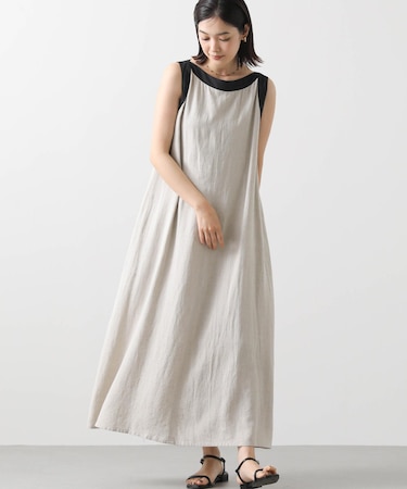 ２＿麻バイカラーノースリ