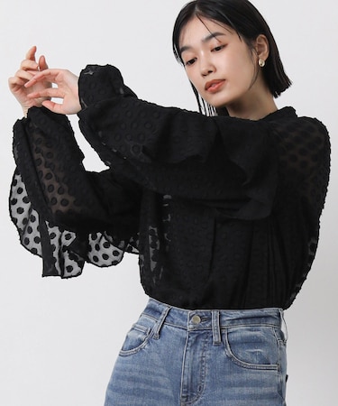 ２＿シアーＪＱドットフリル袖