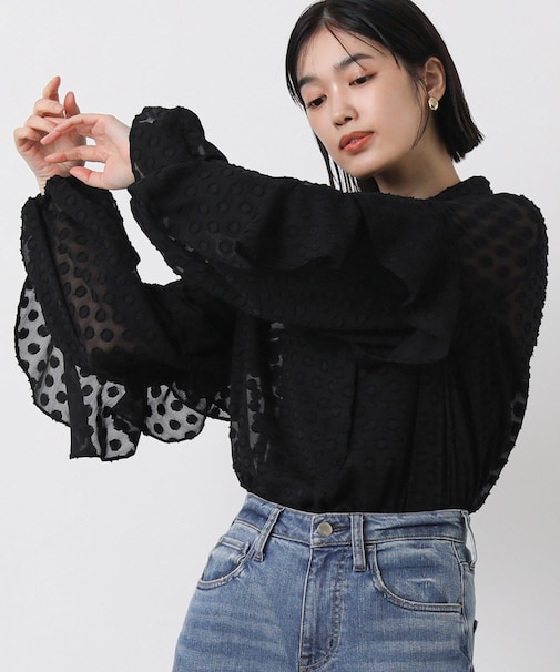 ２＿シアーＪＱドットフリル袖