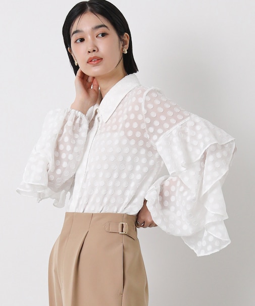 ２＿シアーＪＱドットフリル袖