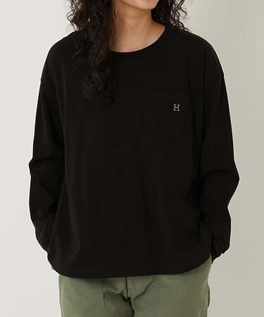 Ｈエンブロイダリー ラウンドヘム ロングスリーブＴシャツ　ウイメンズ
