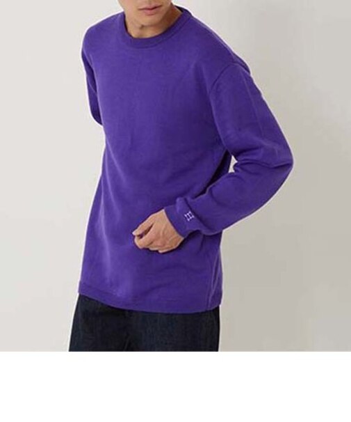 ウェーブコットン メリノウール ウォッシャブル クルーネックセーター