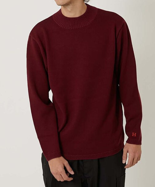 ウェーブコットン メリノウール ウォッシャブル モックネックセーター