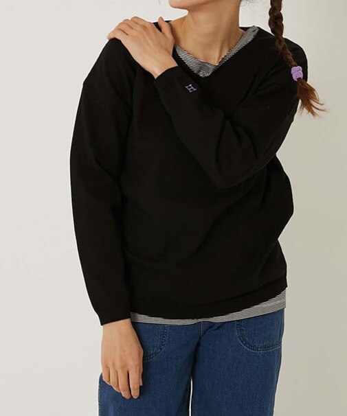 リフルコットン ウォッシャブル Vネック リラックスセーター ウイメンズ