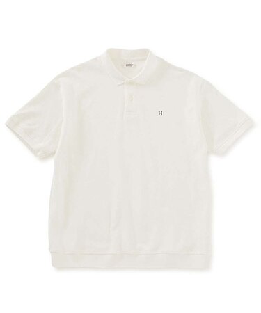 Hエンブロイダリー カノコ ヘムリブ ポロシャツ