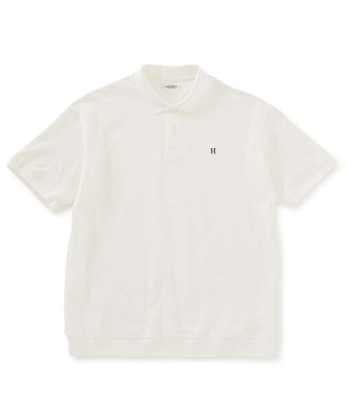 Hエンブロイダリー カノコ ヘムリブ ポロシャツ