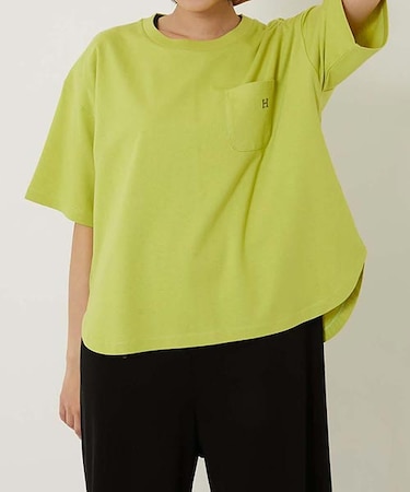 Hエンブロイダリー ラウンドヘム ショートスリーブTシャツ ウイメンズ