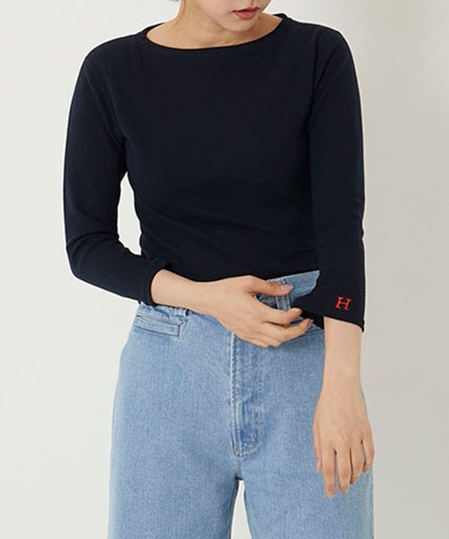 ストレッチフライス ボートネック ハーフスリーブ Tシャツ ウイメンズ 
