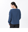 124K3021200　W border long sleeve T-shirt　BLUE　682614-0002