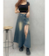 グラデーションスリットロングデニムスカート【セットアップ着用可能】