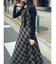 フェイクレザードッキングチェックロングワンピース