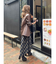 フェイクレザードッキングチェックロングワンピース