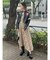 フェイクレザードッキングチェックロングワンピース