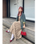 フェイクレザードッキングチェックロングワンピース