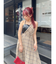 フェイクレザードッキングチェックロングワンピース