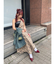 フェイクレザードッキングチェックロングワンピース