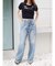 ダブルウエストワイドデニムパンツ