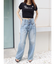 ダブルウエストワイドデニムパンツ