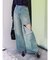 カッティングダメージワイドフレアデニムパンツ