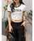 FLOWERストラップクロップドＴシャツ