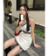 レースドッキングサテンミニワンピース