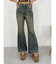 センターシームワイドフレアデニムパンツ