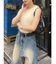 ファンシーヤーンノースリニットトップス