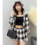サイドギャザーチェックショートパンツ【セットアップ着用可能】