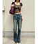 レースドッキングクロップドトップス