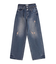 サイドオープンウエストデニムパンツ