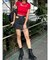 ラインリボングラフィックショートTシャツ