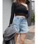 ロールアップデニムショートパンツ【セットアップ着用可能】