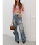 サイドカッティングレースワイドデニム