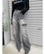 サイドカッティングレースワイドデニム