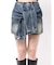 スリーブデザインデニムミニスカート
