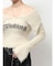 ラメロゴシャギーオフショルニットトップス