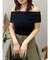 オフショルリブニットトップス
